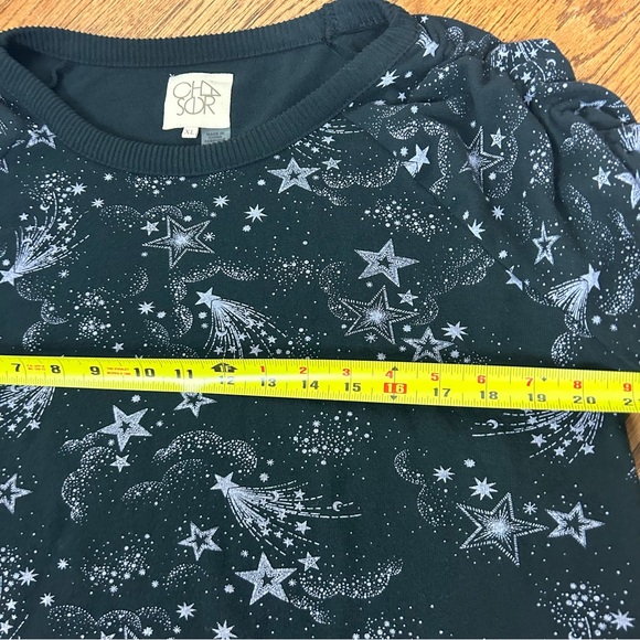 Chaser | Shirred Sleeve Mystical Star Print Whimsical Sweatshirt Size XL - Picture 10 of 11